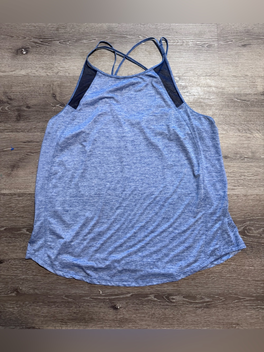 Athletic Works Heather Blue Strappy Mesh-Accent Tank